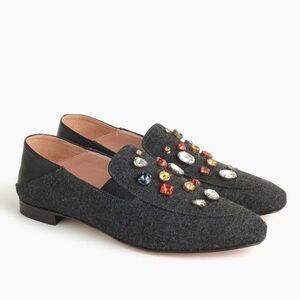 J. Crew‎ convertible Smoking embellished jewels wool slipper